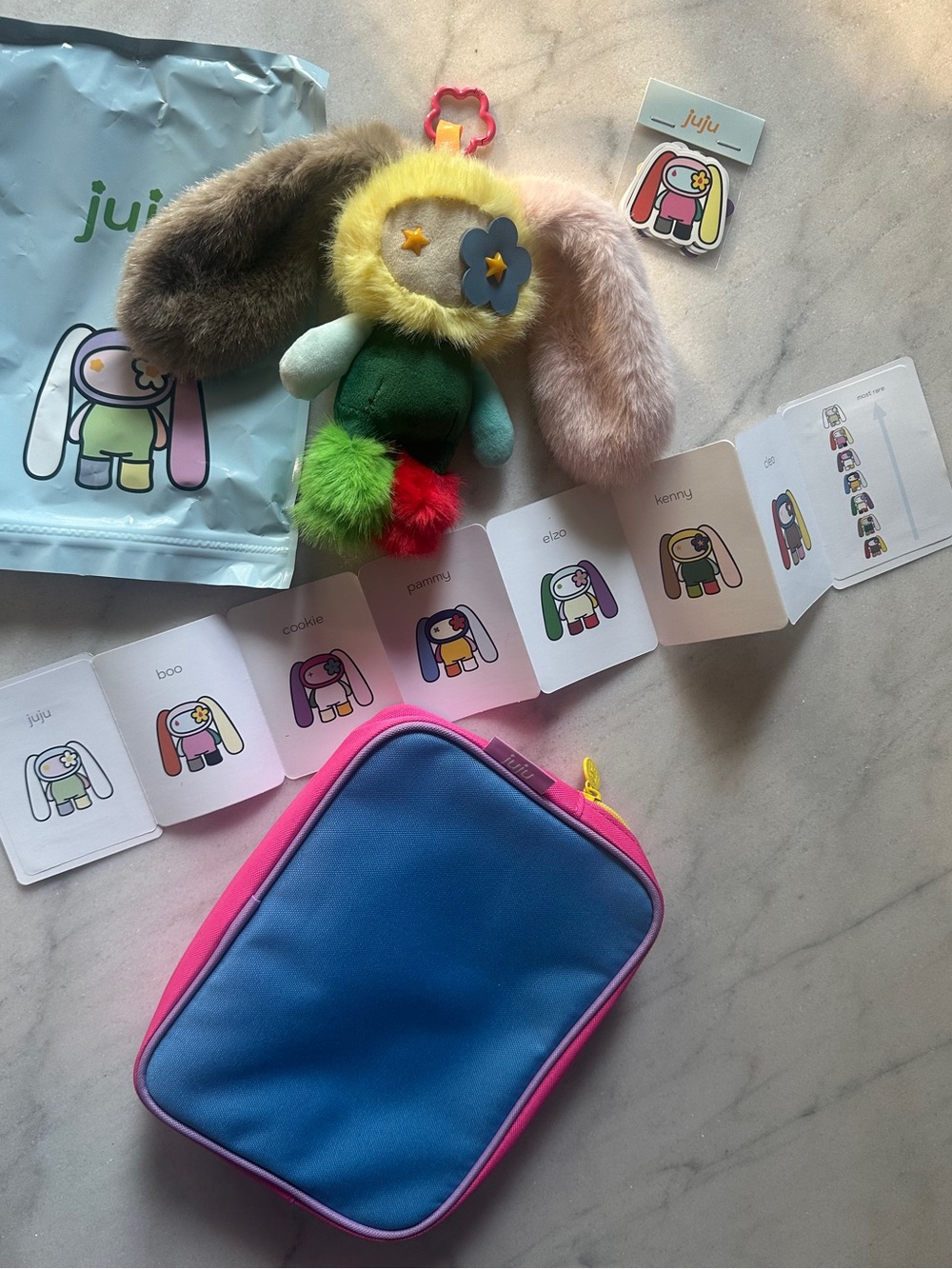 JuJu-CJ HENDRY Multicolor Plush Bunny JUJU Keychain with Fluffy Ears